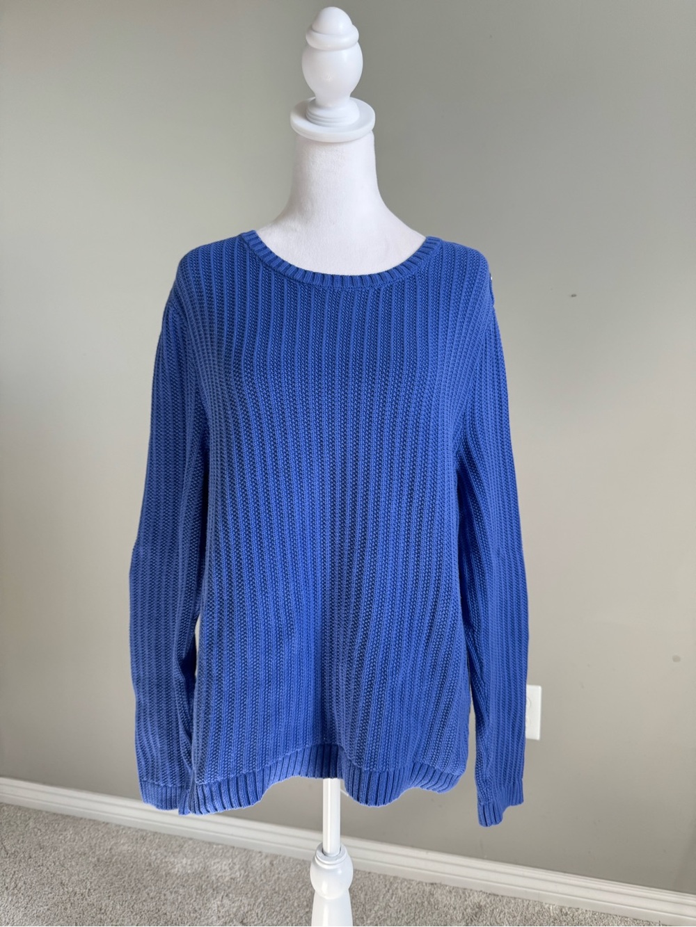 Talbots Blue Ribbed Crewneck Sweater